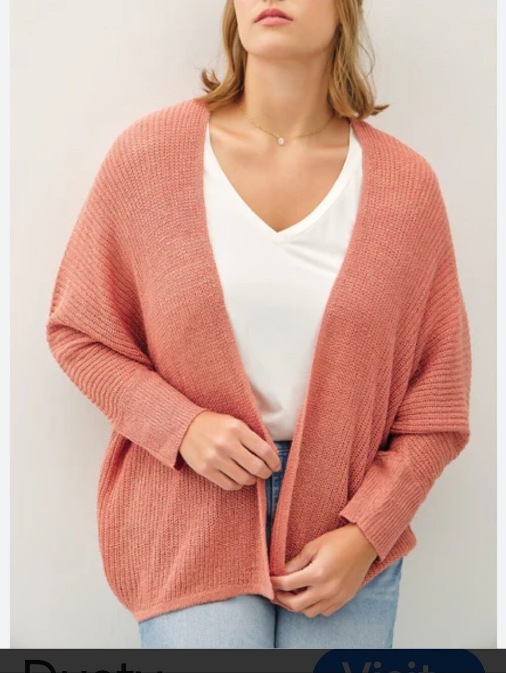 Soft Open-Front Women's Cardigan Sweater in Dusty Rose Sz S/M